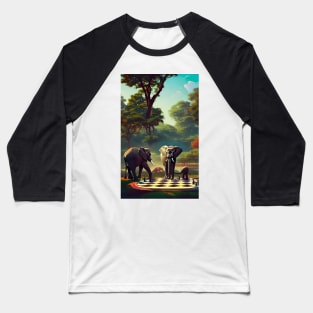 Elephants Playing Chess Baseball T-Shirt